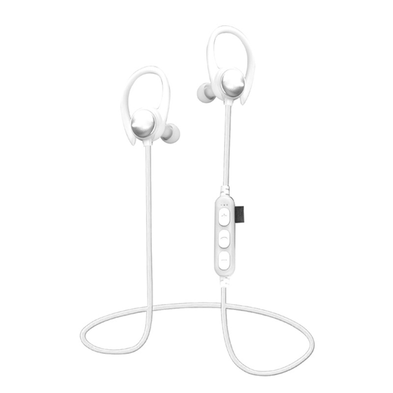 Hook Over the Ear Bluetooth Headset Earbud with MicroSD MUSIC Slot MST7 (White)